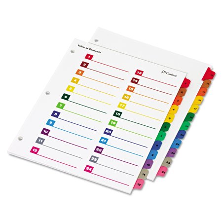 Cardinal Divider, One Step, 24Tab, Assorted 60960